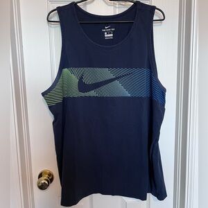 Nike Navy Blue Tank Top with Green and Blue Accents